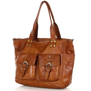 11B. Praktische Handtasche Schultertasche für Damen im Schwarz & Braun aus echtem italienischen Leder